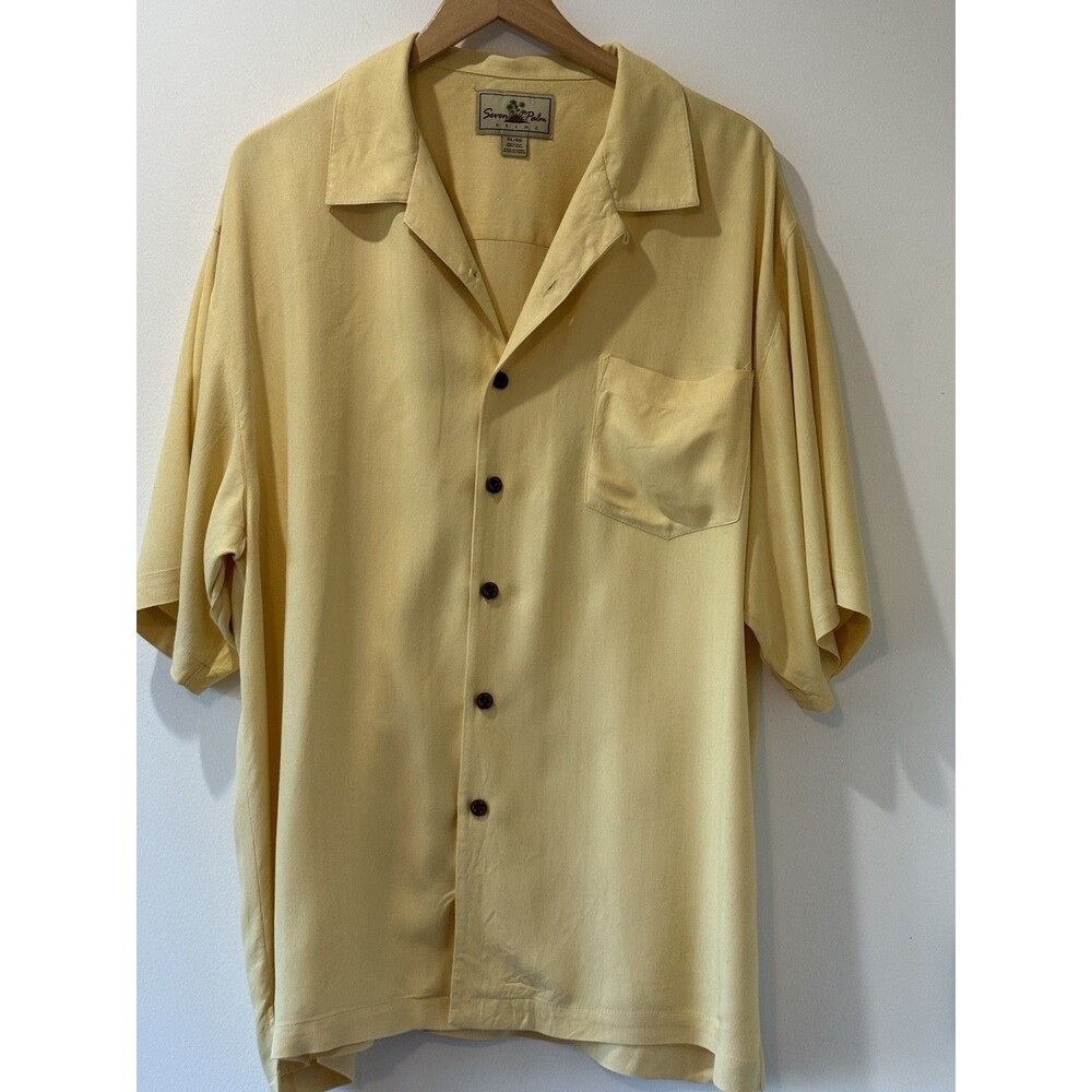 Seven Palm Casual Shirt Yellow‎ XXL Silk Quiet Luxury Resort Old Money